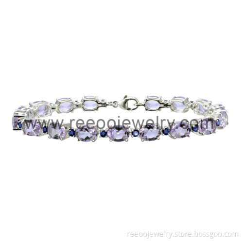 Solid Sterling Silver Jewelry Stone Setting Girl's Tennis Bracelet